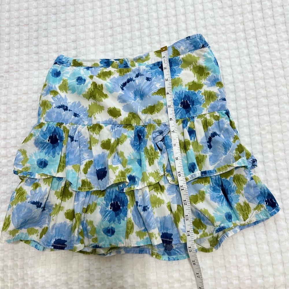 Gymboree Girls Size 12 Malibu Cowgirl Blue White Green Floral Ruffle Skort - Picture 7 of 7